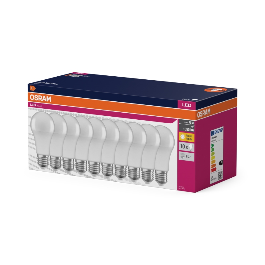 10 kpl LED-lamppua CLASSIC A75 E27/10W/230V 2700K - Osram