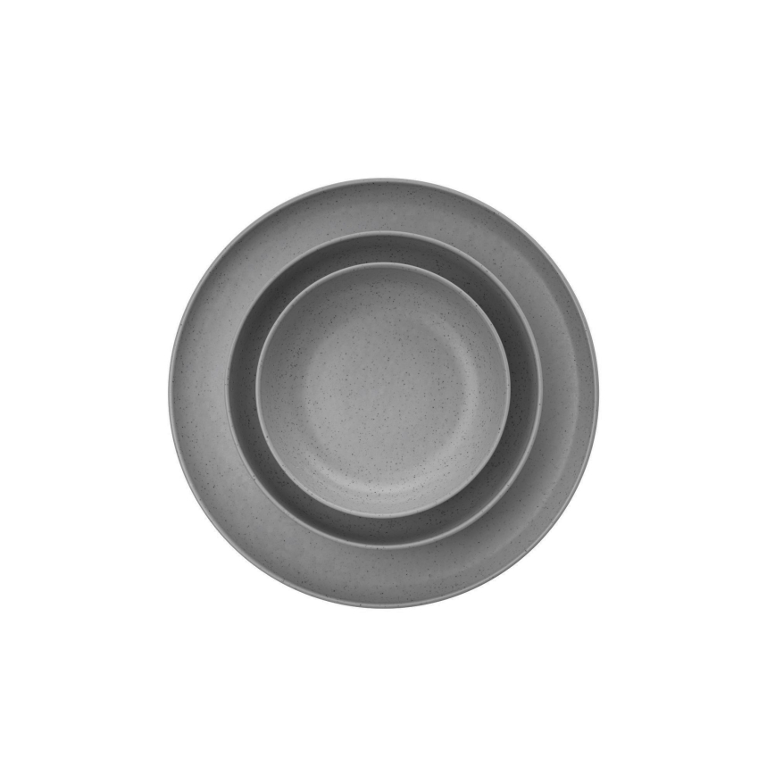 12-osainen astiasto, harmaa/posliini