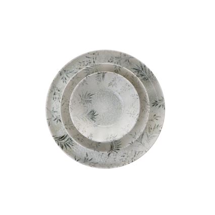 12-osainen astiasto, harmaa/posliini