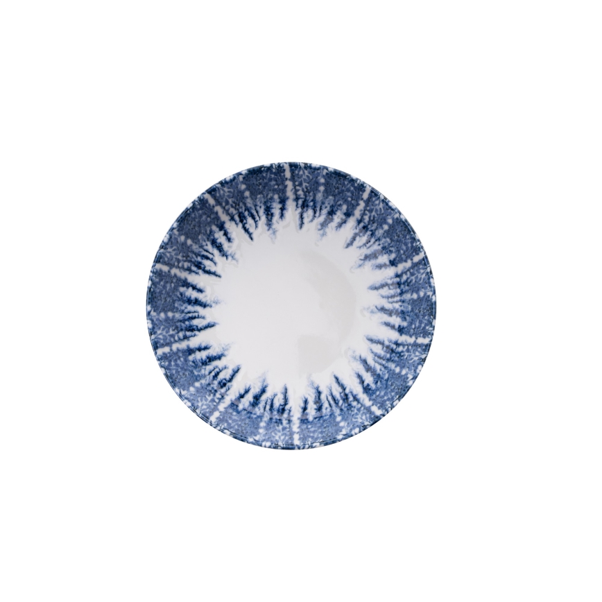 12-osainen ateriasarja, valkoinen/sininen, posliini