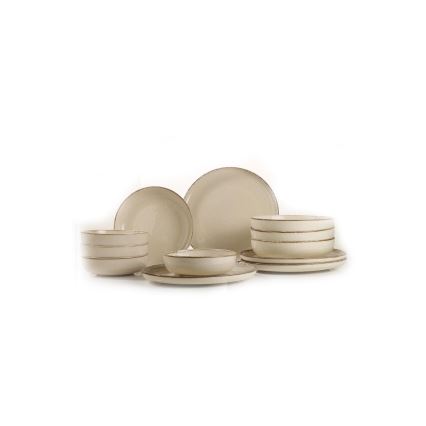 12-osainen ruokailusarja, beige/posliini