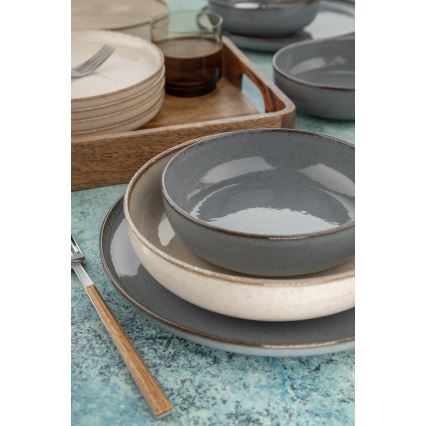 16-osainen astiasarja harmaa/beige/posliini