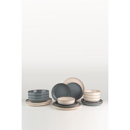 16-osainen astiasto beige/sininen/posliini
