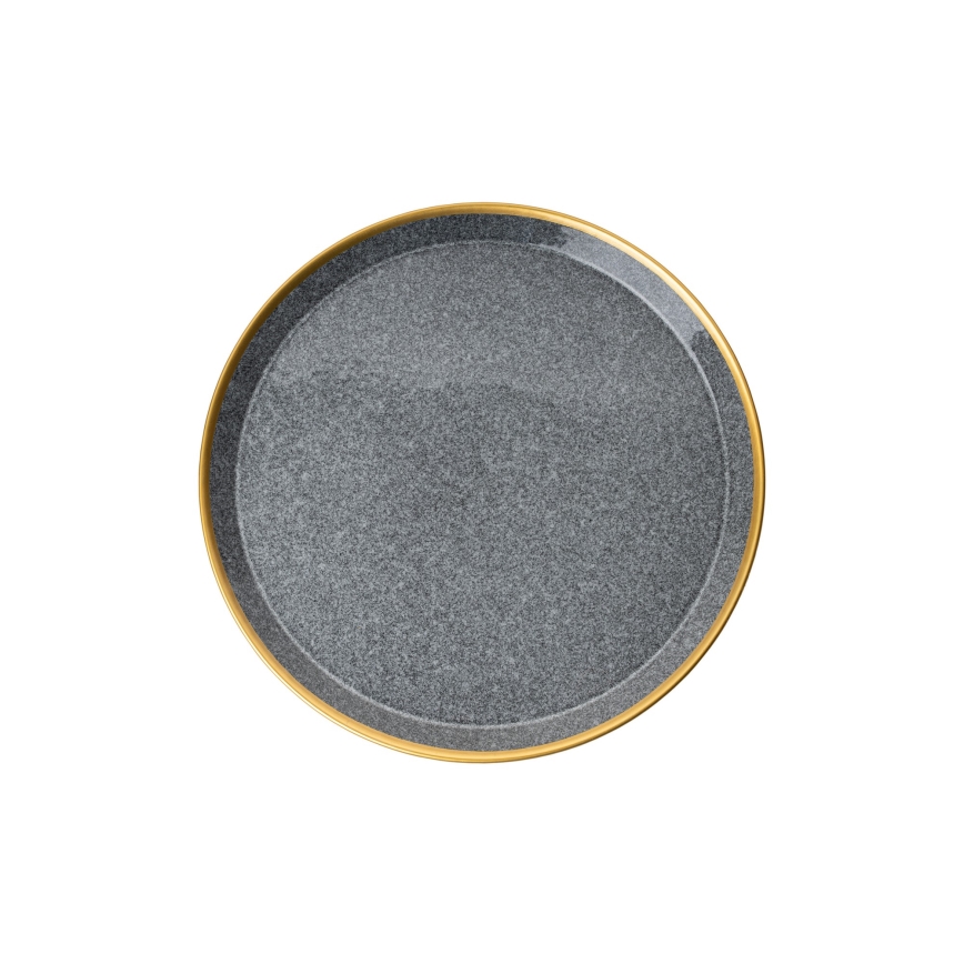 16-osainen posliininen ruokailusetti, antrasiitti/kulta