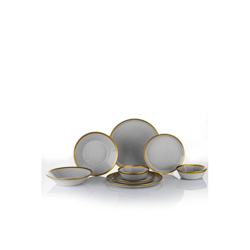 16-osainen posliininen ruokasarja, harmaa/kultainen