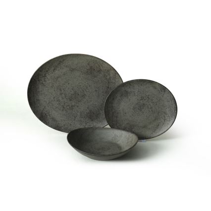 18-osainen astiasto antrasiitti/vihreä/kivitavara