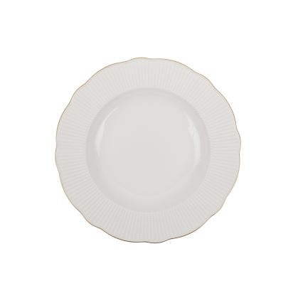 18-osainen astiasto, valkoinen/kultainen/posliini