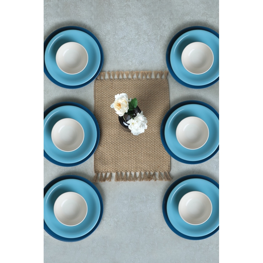 18-osainen ateriasarja sininen/valkoinen/keramiikka