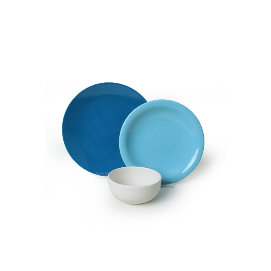 18-osainen ateriasarja sininen/valkoinen/keramiikka