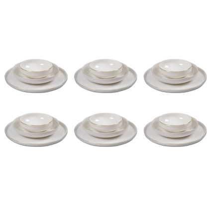 18-osainen posliininen ruokailusetti, valkoinen/kultainen