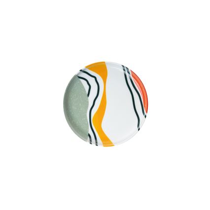 18-osainen värikäs/posliininen ruokailusetti