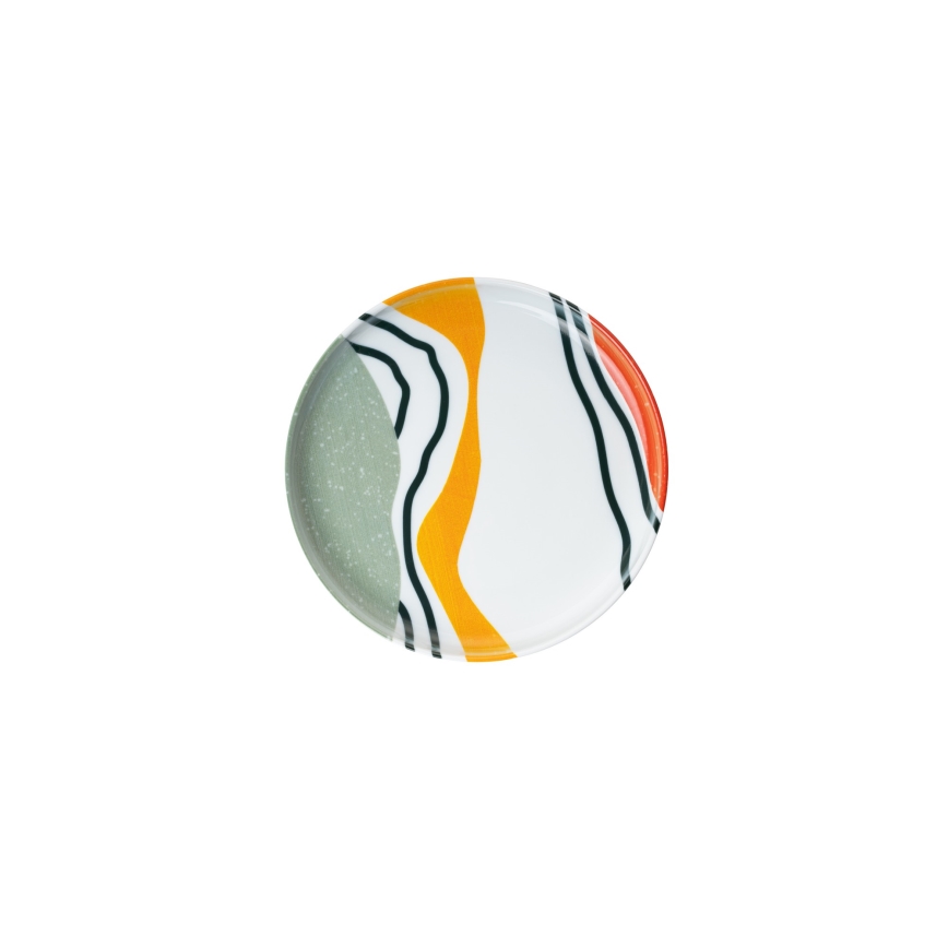 18-osainen värikäs/posliininen ruokailusetti