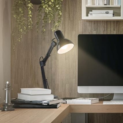 2-in-1 pöytä- ja klipsivalaisin 1xE27/60W/230V musta