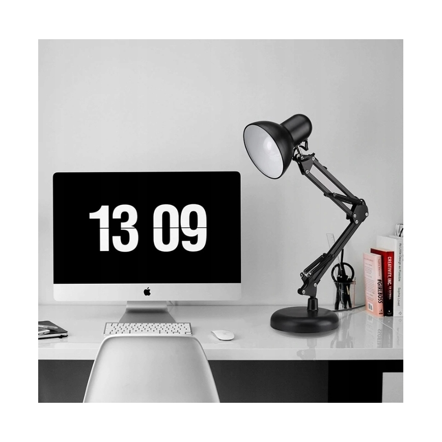 2-in-1 pöytä- ja klipsivalaisin 1xE27/60W/230V musta