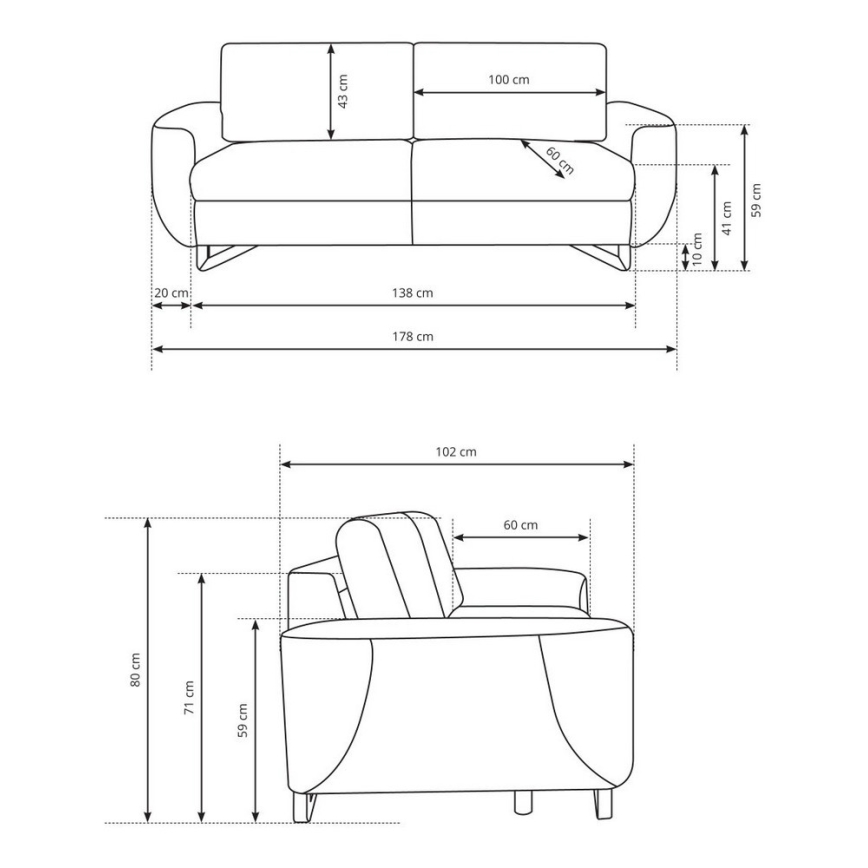 2-istuttava sohva AVESTA, harmaa