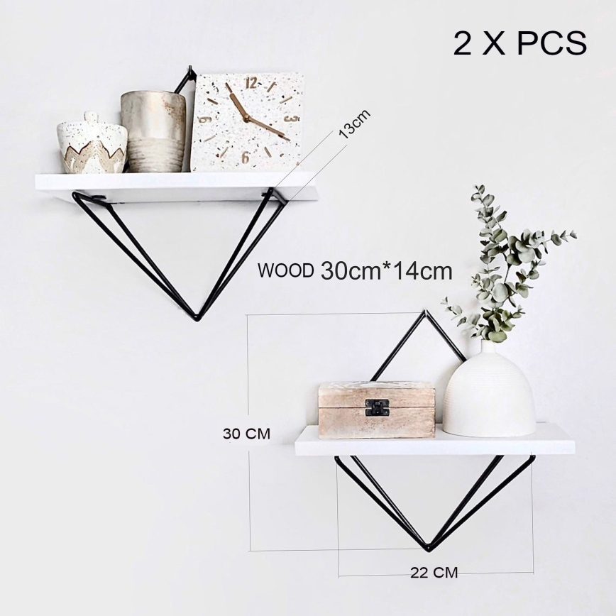 2 kpl DIA-hyllyjä, valkoinen/musta