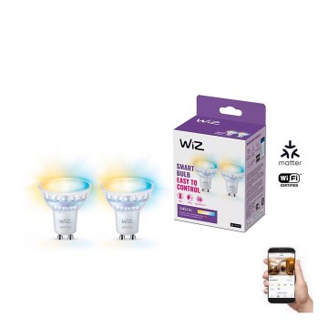 2 kpl himmennettäviä LED-polttimoita liiketunnistimella PAR16 GU10, 4,7 W / 230 V, 2700–6500 K, Ra 90, Wi‑Fi - WiZ