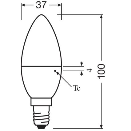 2 kpl LED-polttimo B38 E14/4,9W/230V 2700K - Osram