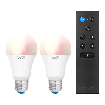 2 kpl LED RGBW himmennettävä A60-polttimo E27/9W/230V 2200-6500K Wi-Fi + kaukosäädin - WiZ