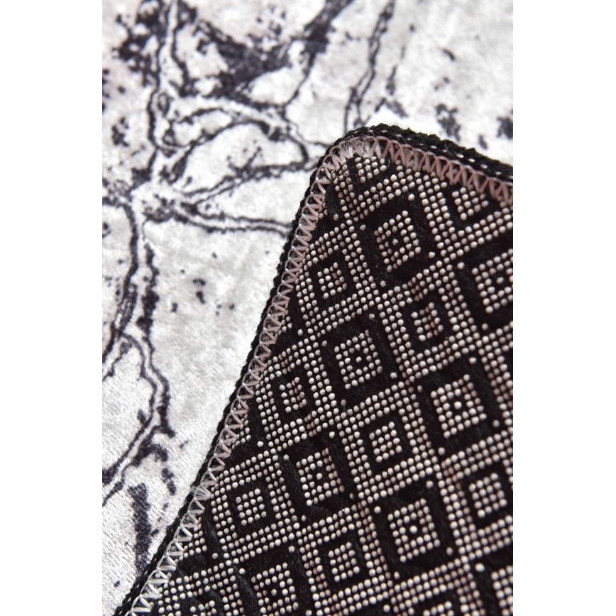 SETTI 2 kpl Kylpyhuoneen matto MARBLE 60/100 cm valkoinen/musta