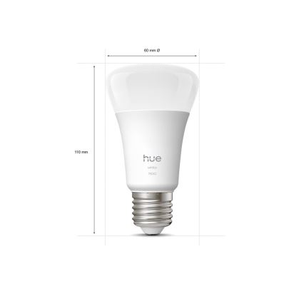 2 kpl Philips Hue WHITE himmennettävää LED-lamppua, E27, 9,5 W, 230 V, 2700 K