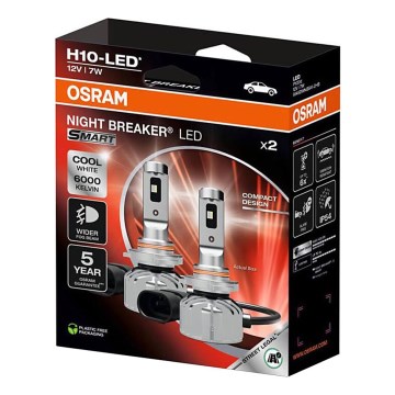 2 kpl setti LED-ajovalopolttimoita NIGHT BREAKER SMART H10 (PY20d) 7W/12V 6000K - Osram