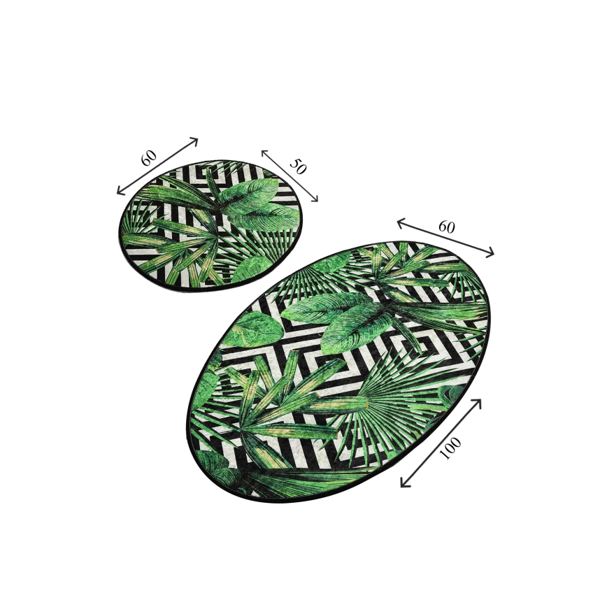 SETTI 2x Kylpyhuoneen matto TROPIC 60/100 cm vihreä
