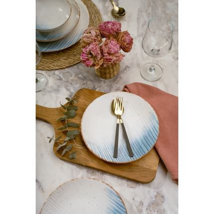 24 kpl posliininen ruokailusetti valkoinen/sininen