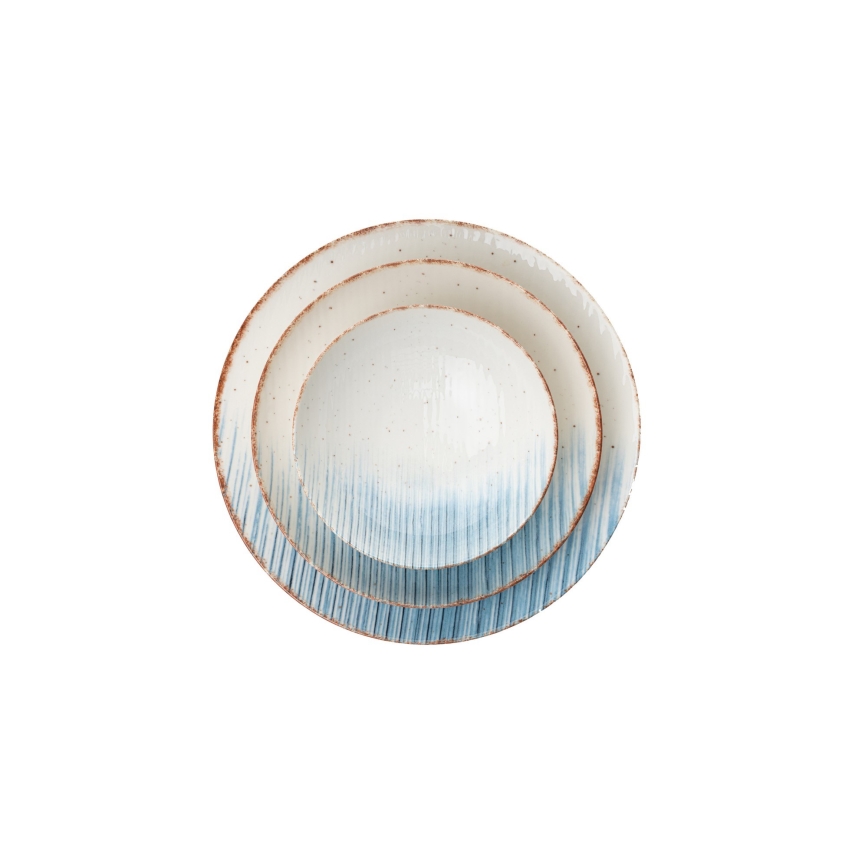 24 kpl posliininen ruokailusetti valkoinen/sininen