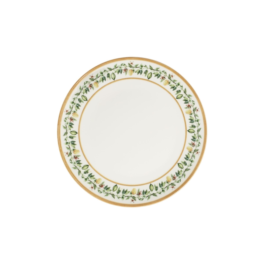 24-osainen astiasetti, kerma/beige/vihreä, posliini