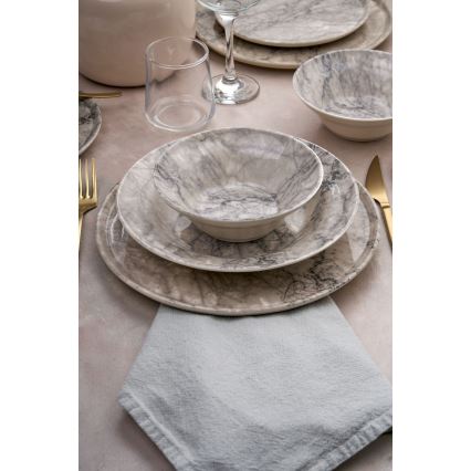 24-osainen keraaminen astiasto, beige/harmaa