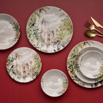 24-osainen monivärinen keramiikka-ateriasarja