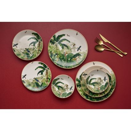 24-osainen monivärinen ruokailusarja/keramiikka