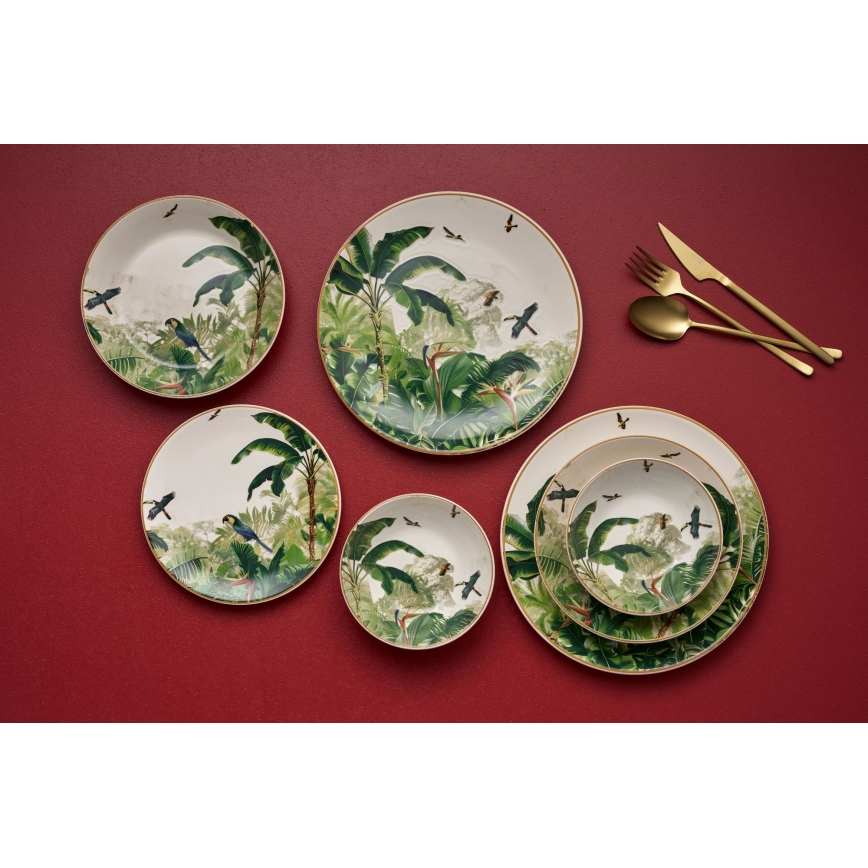 24-osainen monivärinen ruokailusarja/keramiikka