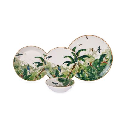 24-osainen monivärinen ruokailusarja/keramiikka