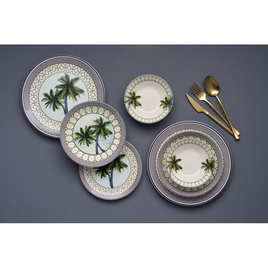 24-osainen monivärinen ruokailusarja/keramiikka