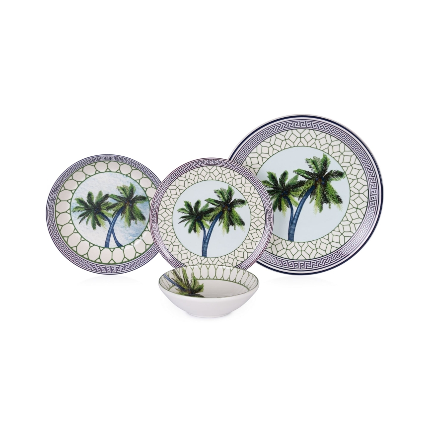 24-osainen monivärinen ruokailusarja/keramiikka