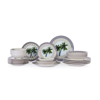 24-osainen monivärinen ruokailusarja/keramiikka