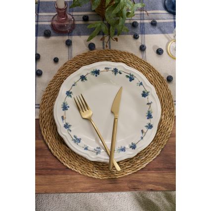 24-osainen posliiniastiasto, valkoinen/sininen