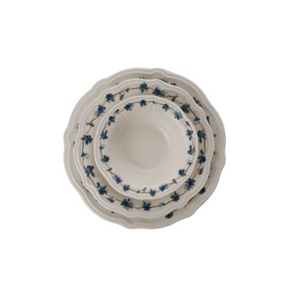 24-osainen posliiniastiasto, valkoinen/sininen