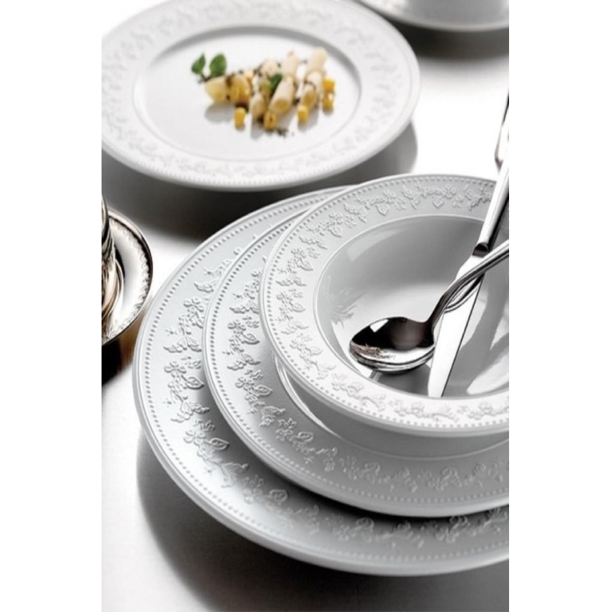 24-osainen posliininen ruokailusarja, valkoinen