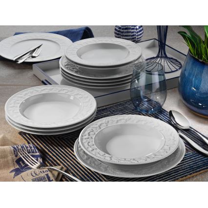 24-osainen posliininen ruokailusarja, valkoinen