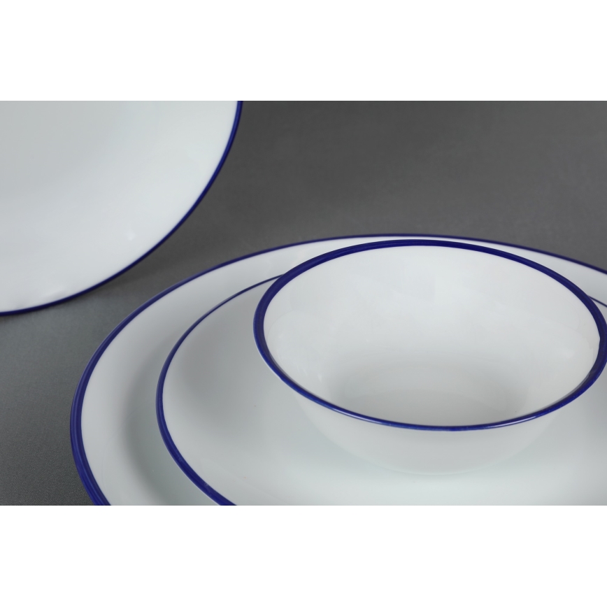 24-osainen posliininen ruokailusarja, valkoinen/sininen