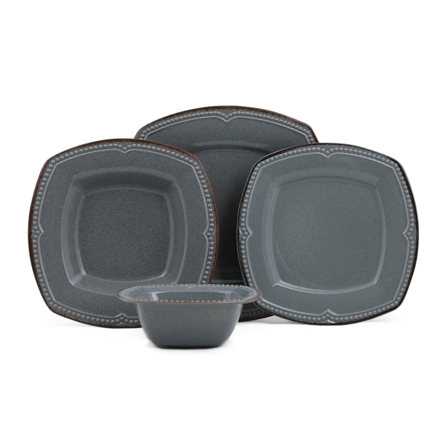 24-osainen posliininen ruokailusetti, sininen