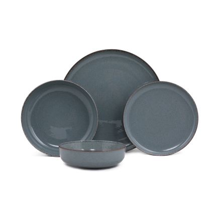 24-osainen posliininen ruokailusetti, sininen