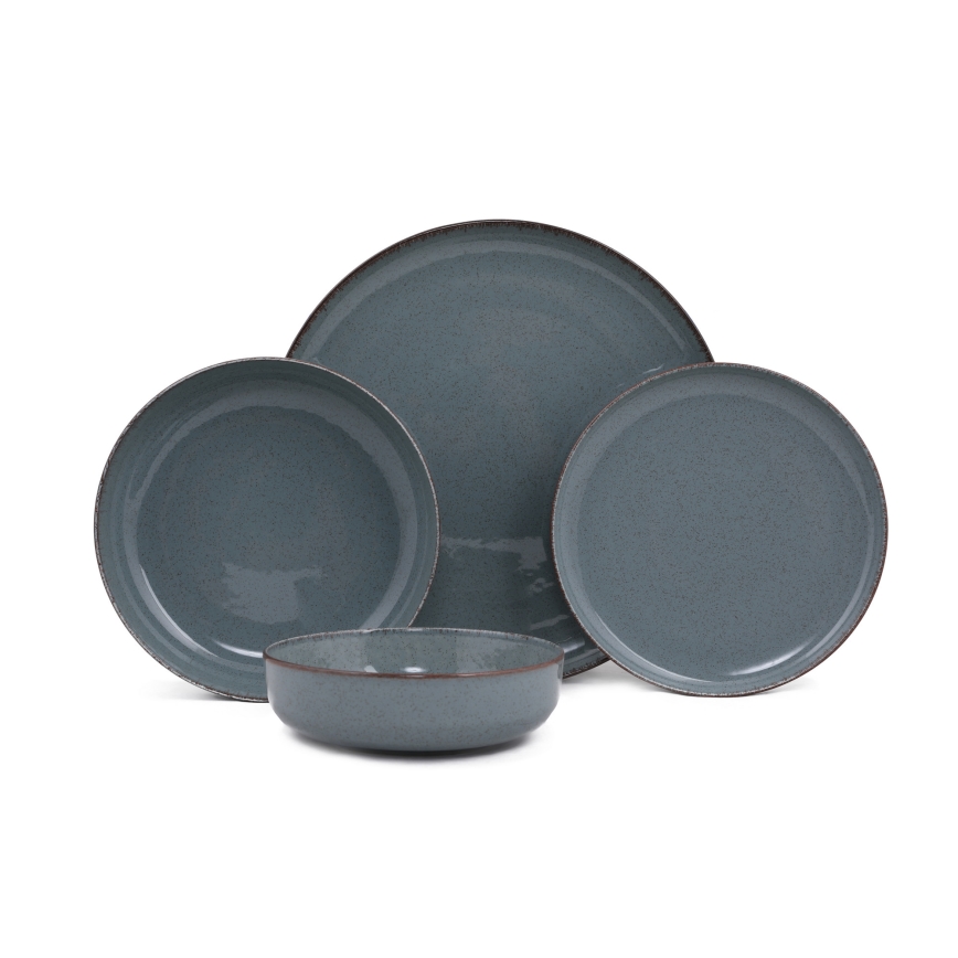 24-osainen posliininen ruokailusetti, sininen