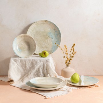 24-osainen ruokailusarja sininen/beige/posliini
