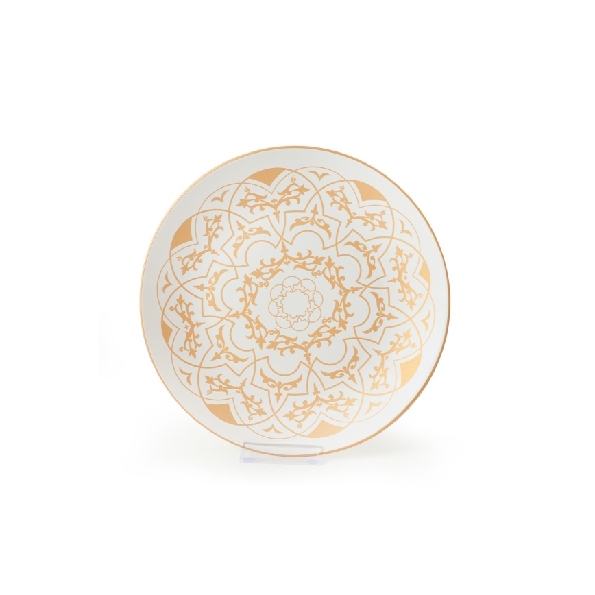 24-osainen ruokailusarja, valkoinen/kultainen/keramiikka