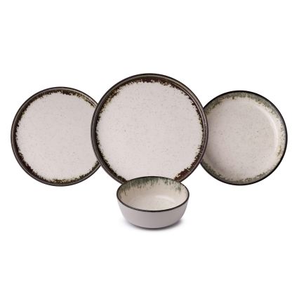 24-osainen ruokailusarja valkoinen/ruskea/posliini