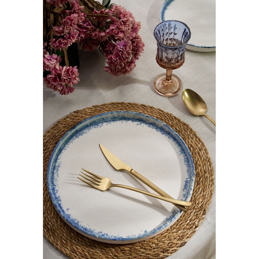 24-osainen ruokailusarja valkoinen/sininen/posliini